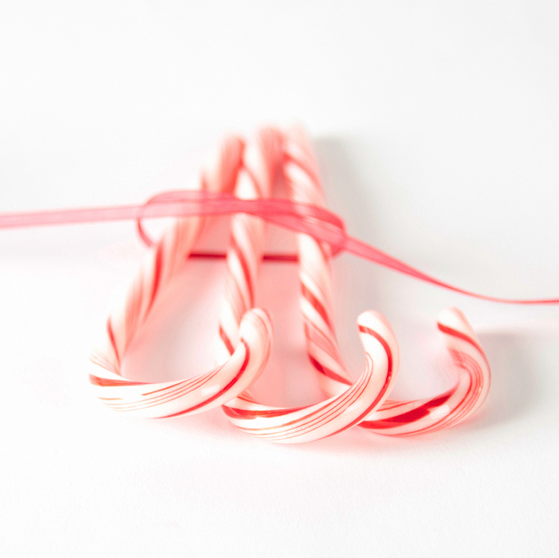 Christmas Candy Cane tied with Ribbon